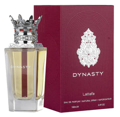 Lattafa Dynasty rooibos-tea heart detail evokes warm sophistication.
