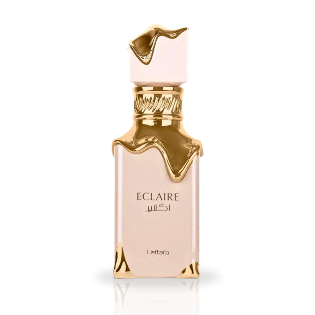 Lattafa Eclaire base notes vanilla praline musk – creamy, lasting warmth.
