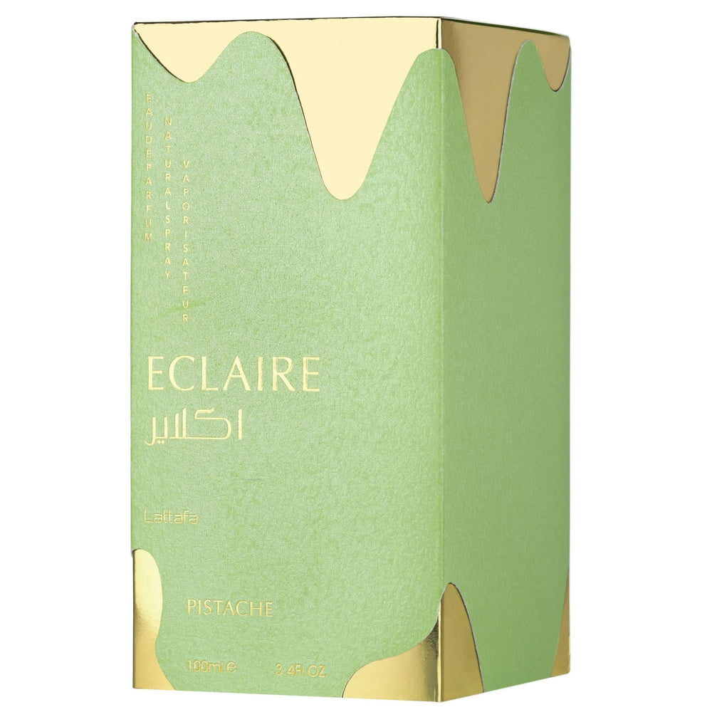 Lattafa Eclaire Pistache vanilla-musk base offers lasting soft comfort