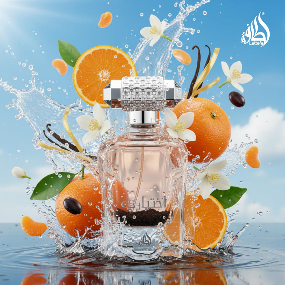 Lattafa Ekhtiari middle-notes-roses-lilies deliver elegant floral heart for romantic evenings.
