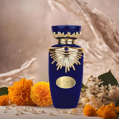Lattafa Emaan topnotes graphic, bergamot, black currant, orange blossom opening for daytime freshness.