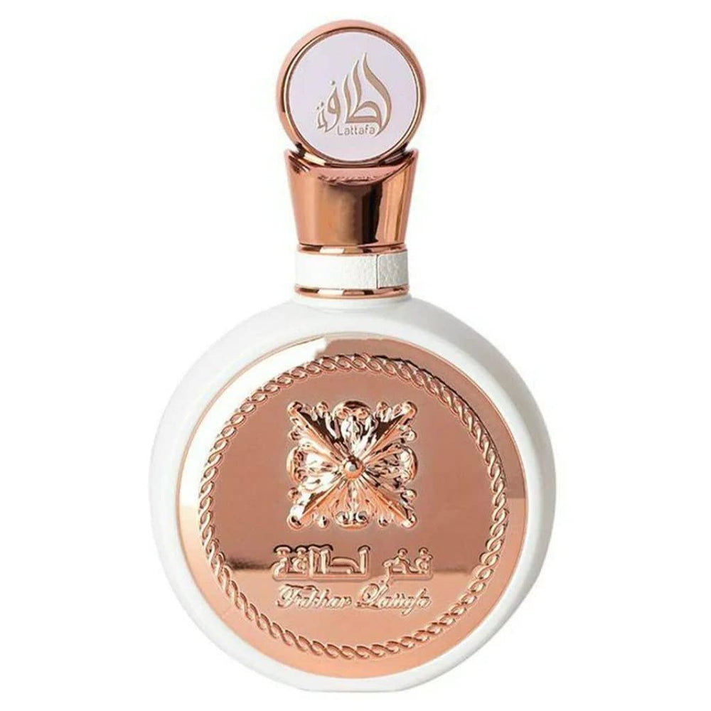 Lattafa Fakhar bottle front view, elegant for day-to-night wear.