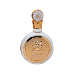 Lattafa Fakhar for Women deodorant spray on skin with fragrance.