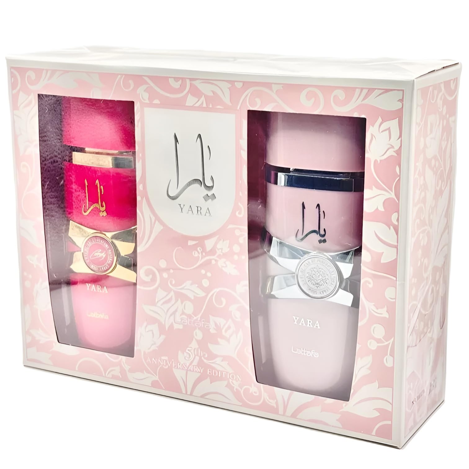 Gift-set unboxing visuals featuring two Lattafa fragrances.