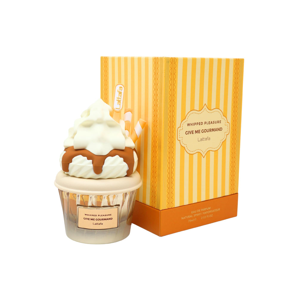 Lattafa Give Me Gourmand collection packaging signals premium gifting or personal indulgence