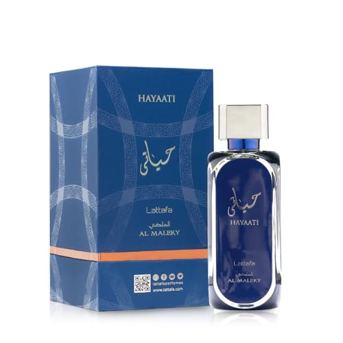 Lattafa Hayaati Al Maleky bottle back view highlighting premium craftsmanship and durable design.