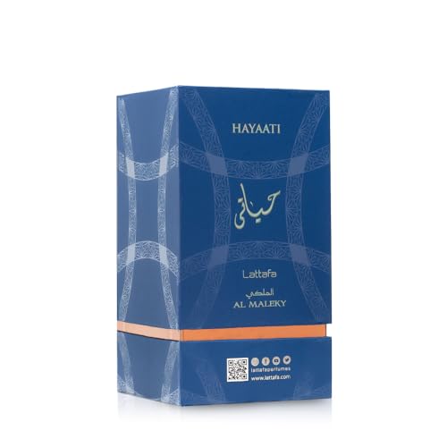 Lattafa Hayaati Al Maleky top notes composition of nutmeg pink pepper bergamot for a bright, spicy opening.