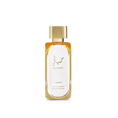 Lattafa Hayaati Gold Elixir bottle closeup signals luxury for evening wear