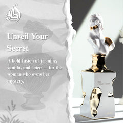 Lattafa Her Confession front bottle showcases warm amber notes and floral heart.