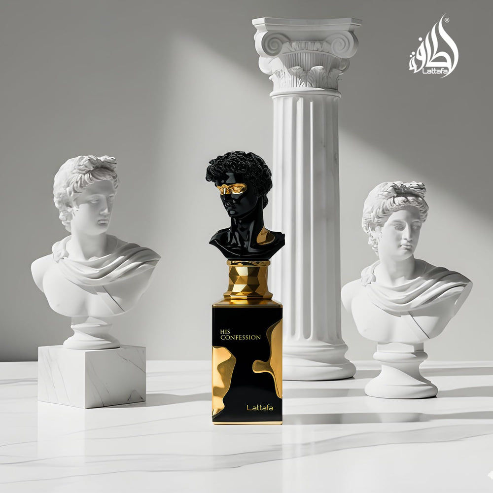 Lattafa His Confession top notes mandarin and cinnamon evoke fresh energy.