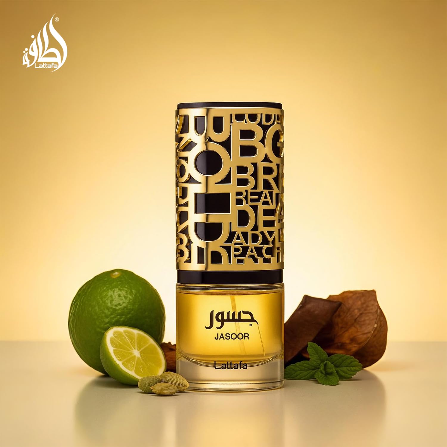 Presentation of Lattafa Jasoor in a sophisticated setup.