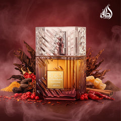 Lattafa Khamrah-dukhan spiced pimento emphasizes warm spice.