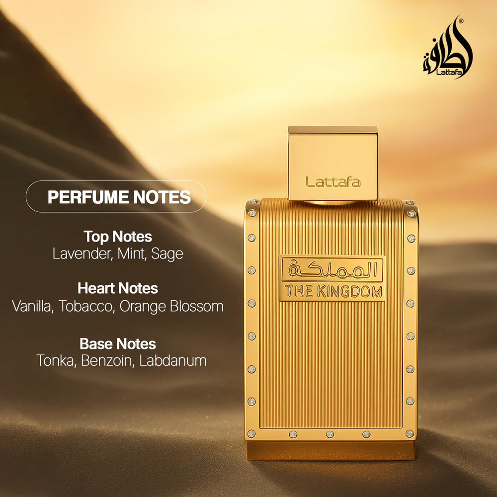 Lattafa The Kingdom hand applying spray for everyday wear and easy layering