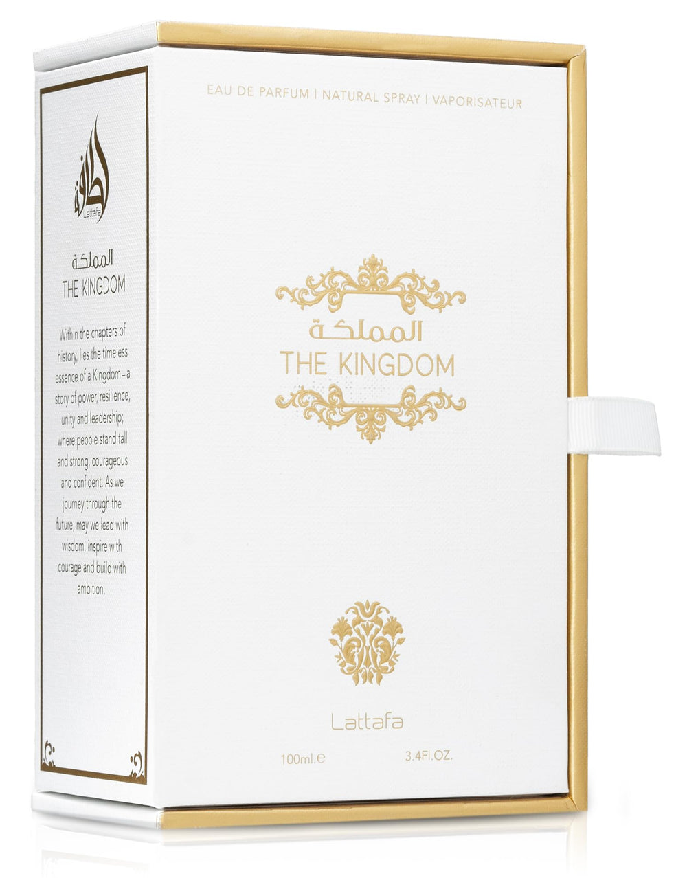 Lattafa The Kingdom heart-notes illustration with tobacco, vanilla, and orange flower for warmth
