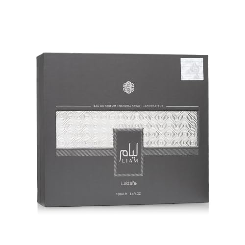 Lattafa Liam Grey cap closeup emphasizes premium packaging and sophistication.