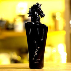 Lattafa Maahir Black Edition 3-4 ounce bottle emphasizes accessible luxury for daily use.