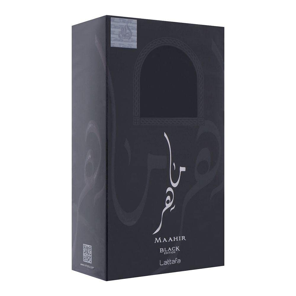 Lattafa Maahir Black Edition oud-base-notes scene emphasizes amber and leather for depth.