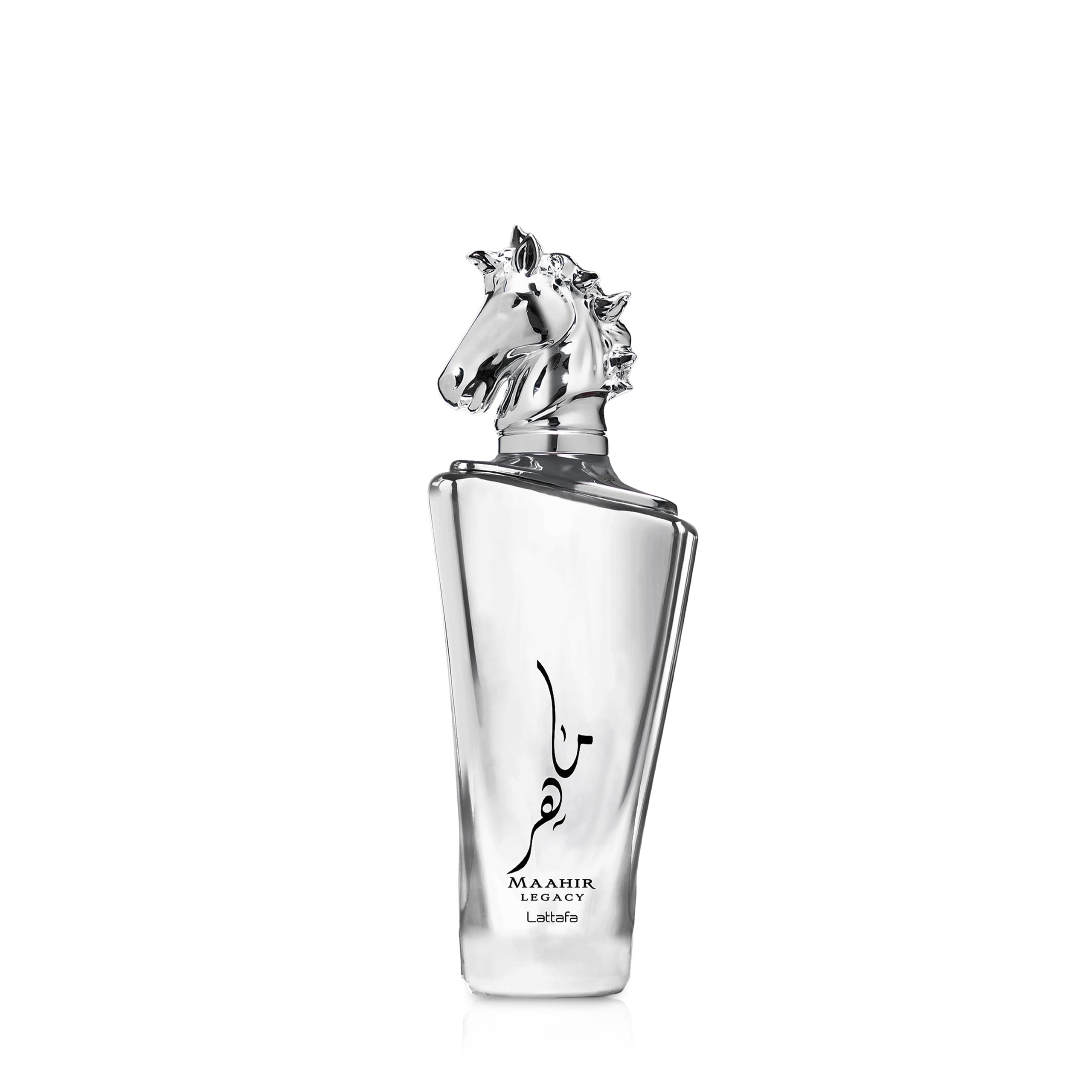 Lattafa Maahir Legacy bottle front view, premium centerpiece for daily elegance