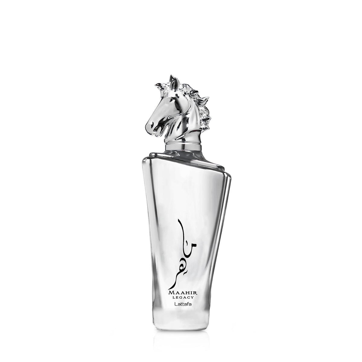 Lattafa Maahir Legacy bottle front view, premium centerpiece for daily elegance