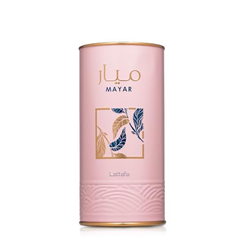 Lattafa Mayar box-and-bottle display signals a sophisticated fragrance experience.