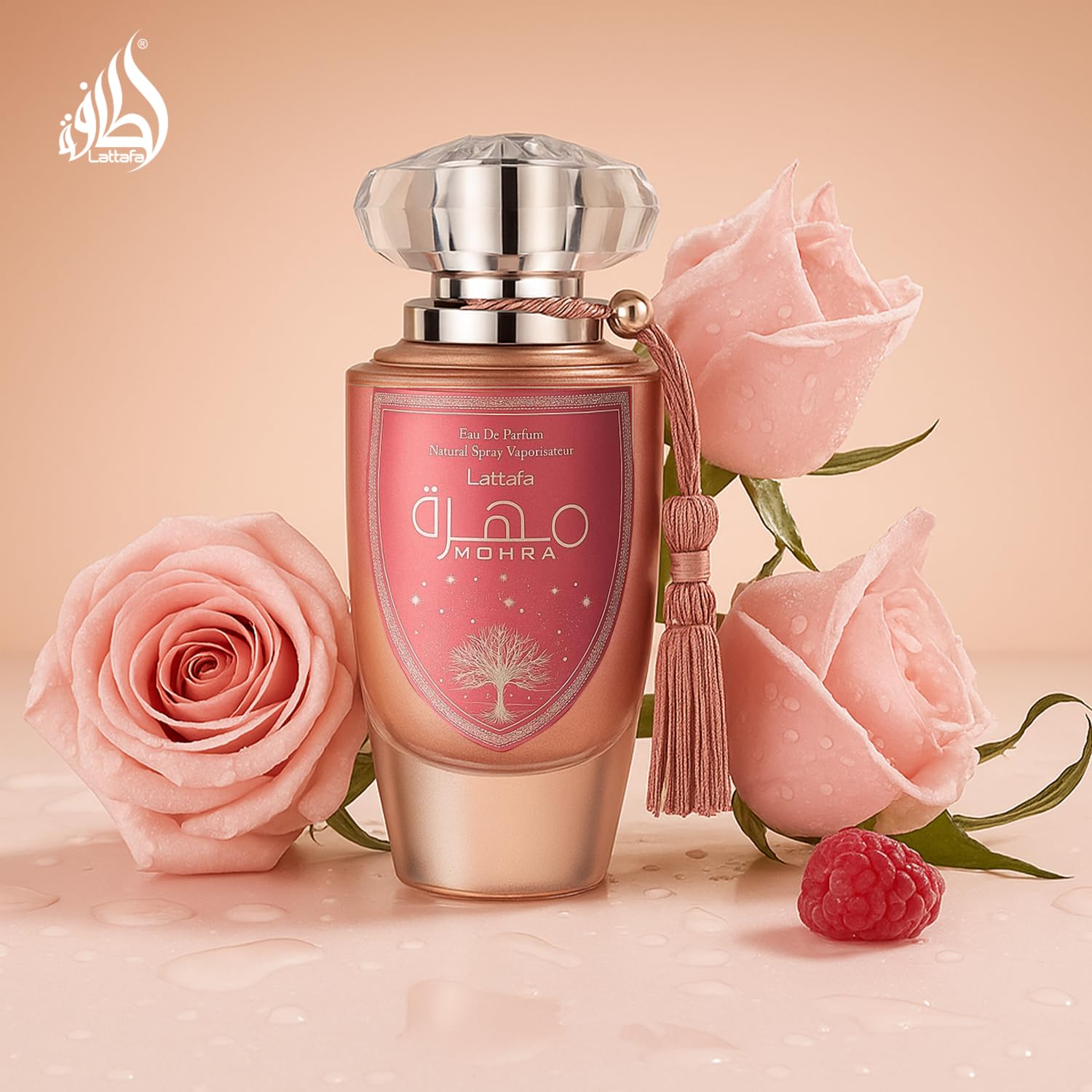 Lattafa Mohra Silky Rose vanilla-musk base offers warm, lasting elegance