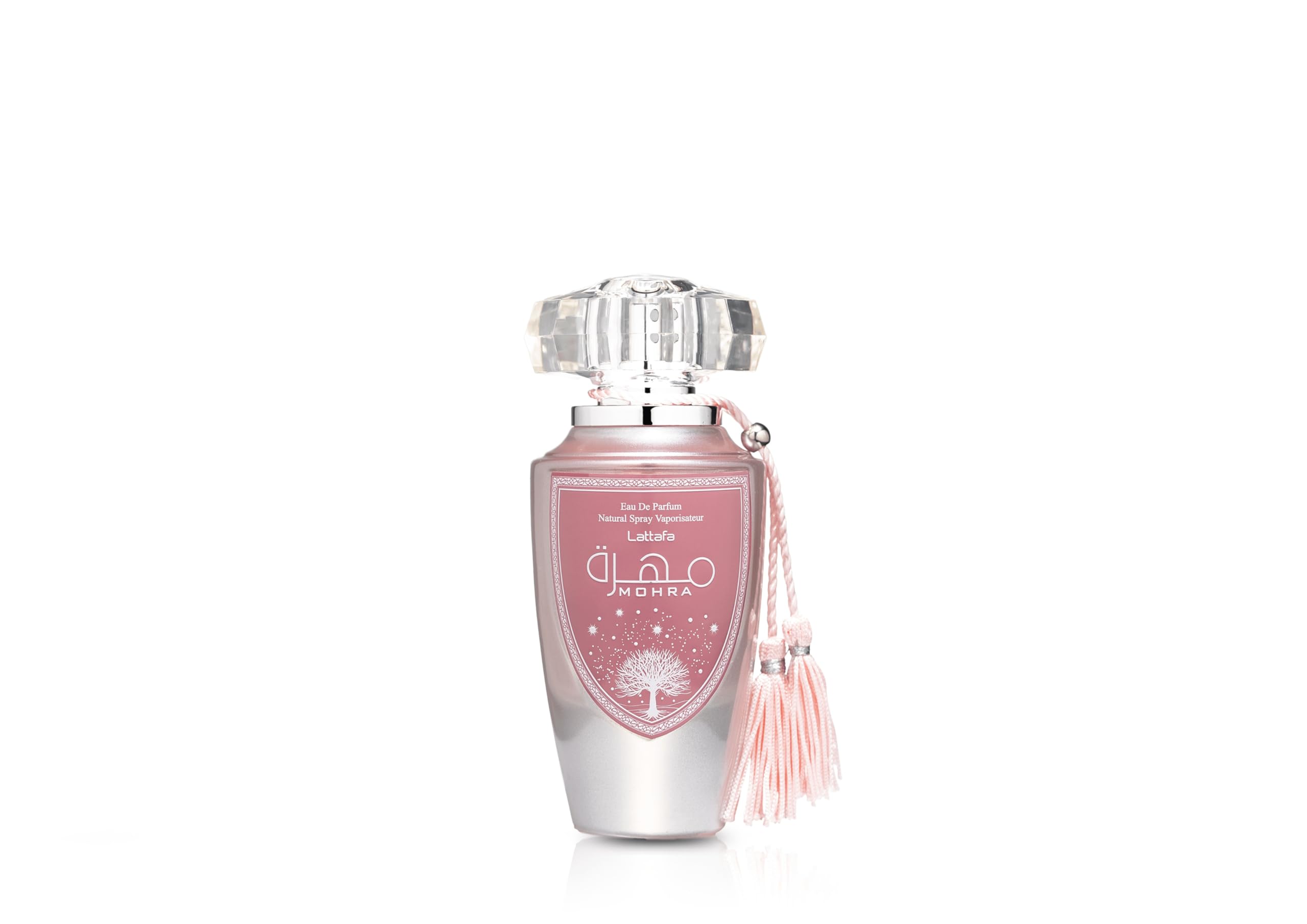 Lattafa Mohra Silky Rose bottle on vanity ideal for romantic evenings