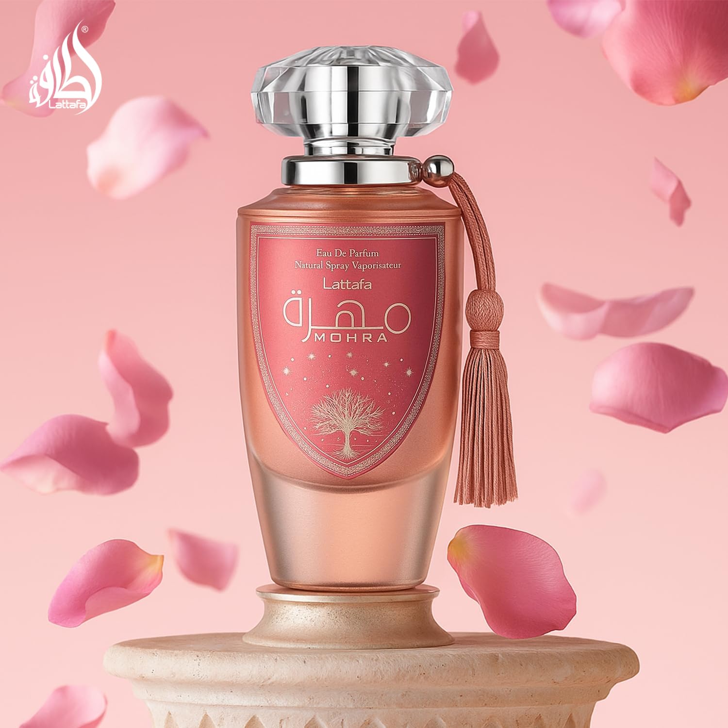 Lattafa Mohra Silky Rose lily-of-the-valley highlight lends light floral feel