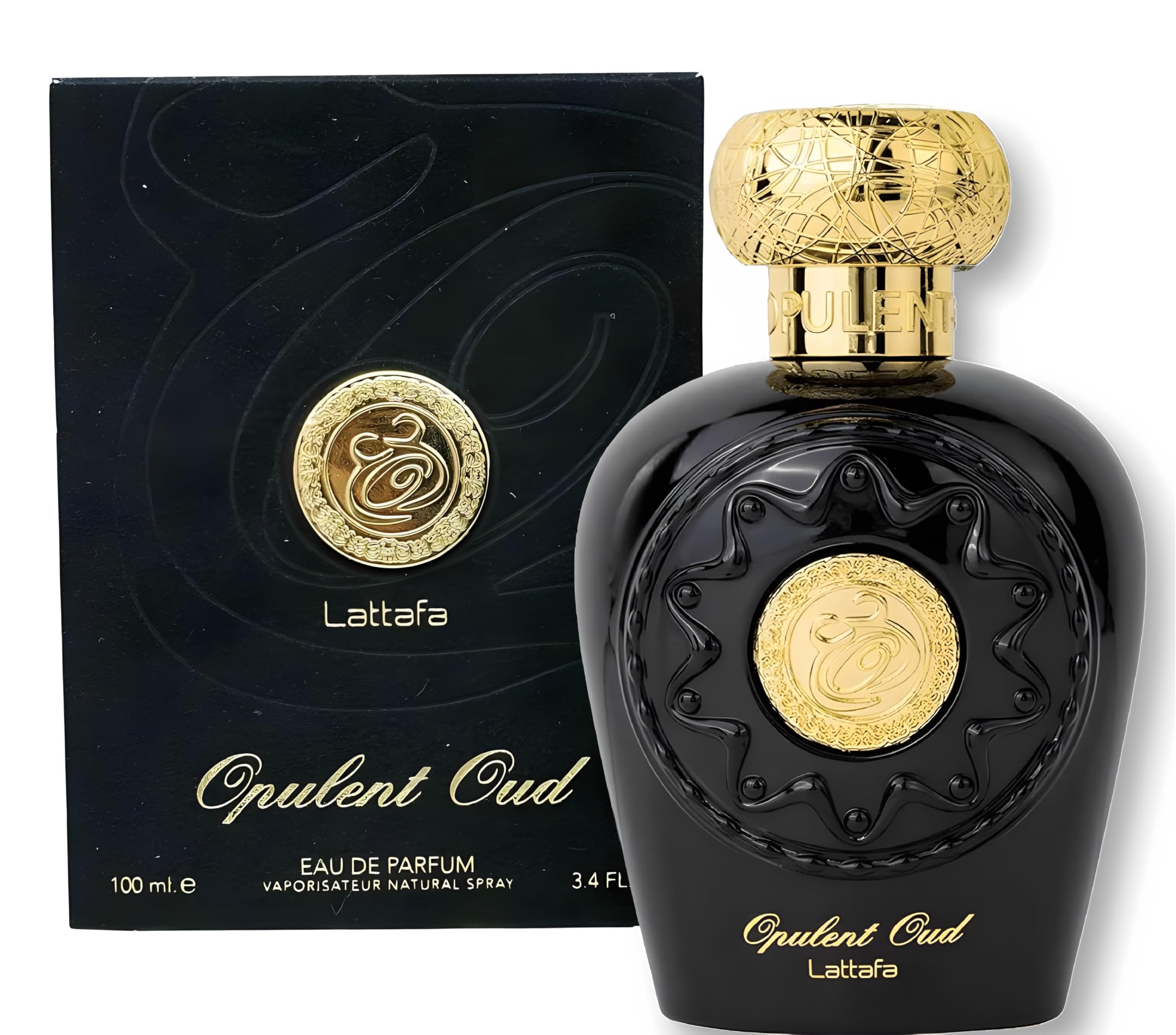 Lattafa Opulent Oud gift box, elegant packaging ideal for special occasions.