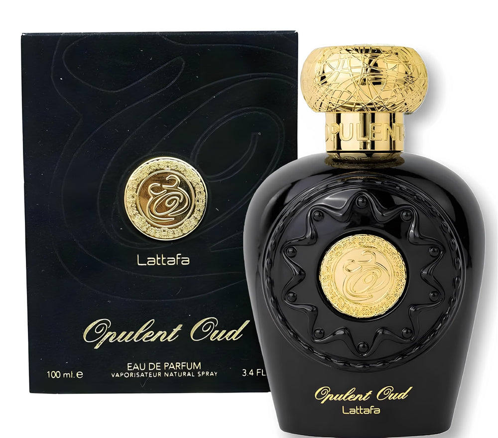 Lattafa Opulent Oud gift box, elegant packaging ideal for special occasions.