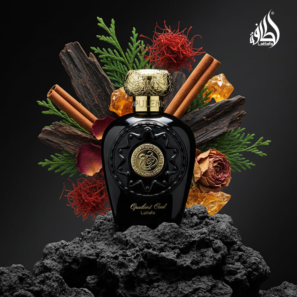 Lattafa Opulent Oud packaging, premium presentation suitable for gifts or self-indulgence.