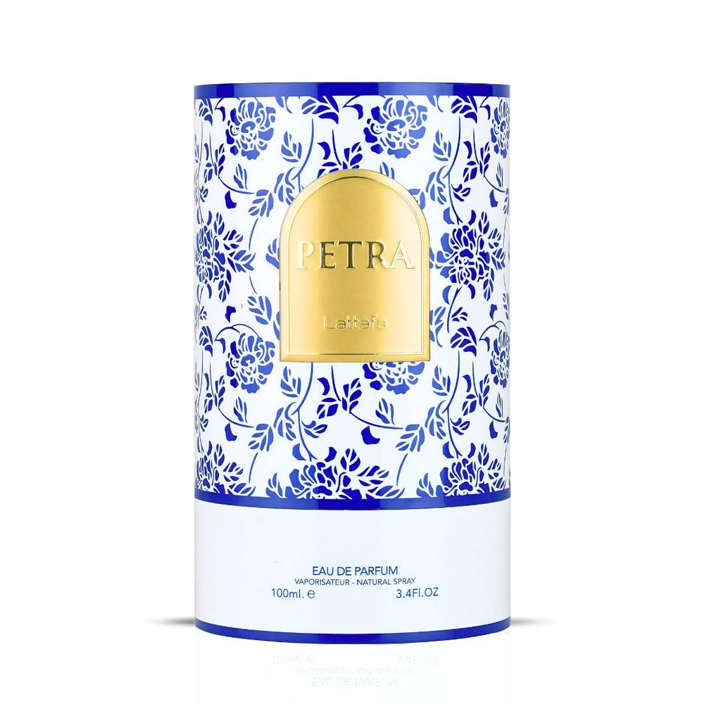 Lattafa Petra EDP on-shelf styling suggests confident, modern glamour
