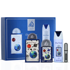 Lattafa Pride Art of Universe gift set box presents a stylish fragrance experience