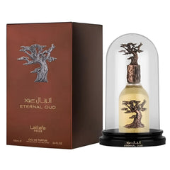 Lattafa Pride Eternal Oud cap close-up highlighting premium bottle design and elegance