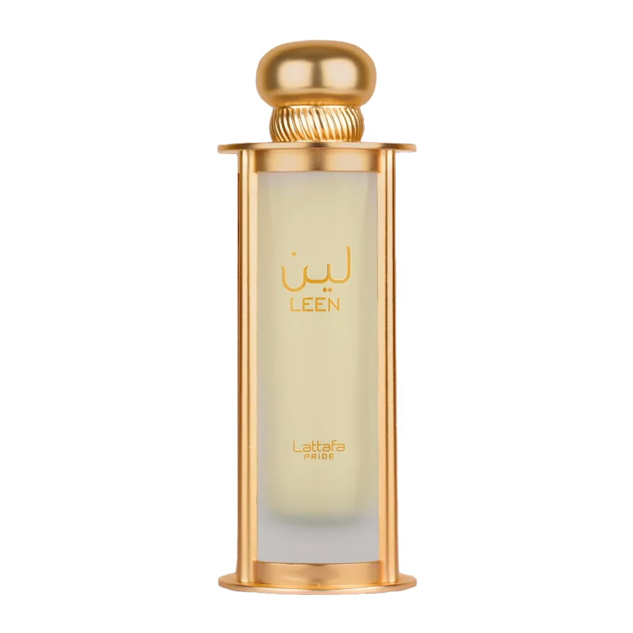 Lattafa Pride Leen top notes illustration with turmeric, bergamot, pink pepper for bold first impression.