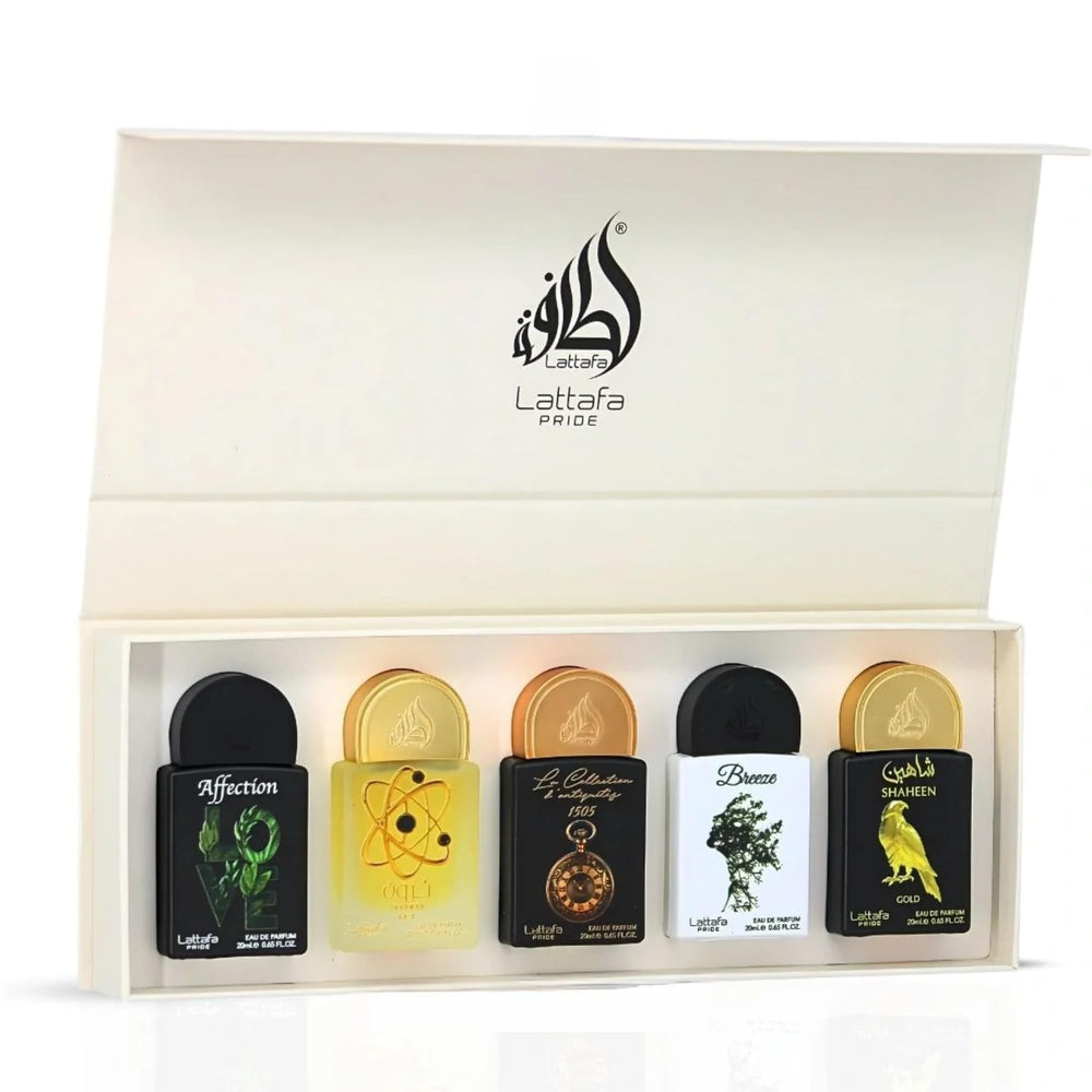 Lattafa Pride Tharwah Gold bottle, opulent fragrance for upscale evenings.