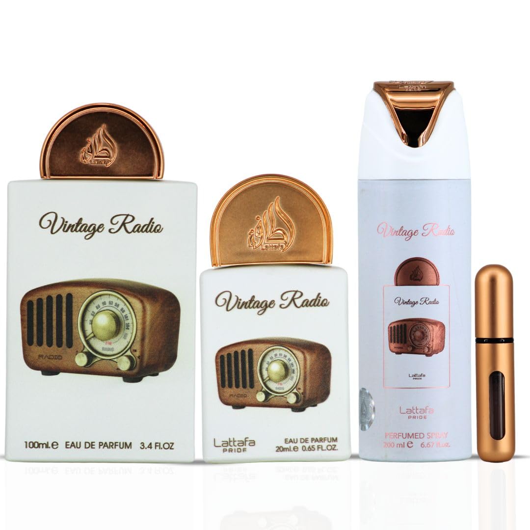 Lattafa Pride Vintage Radio mini EDP 20ml ideal for travel and gifting.