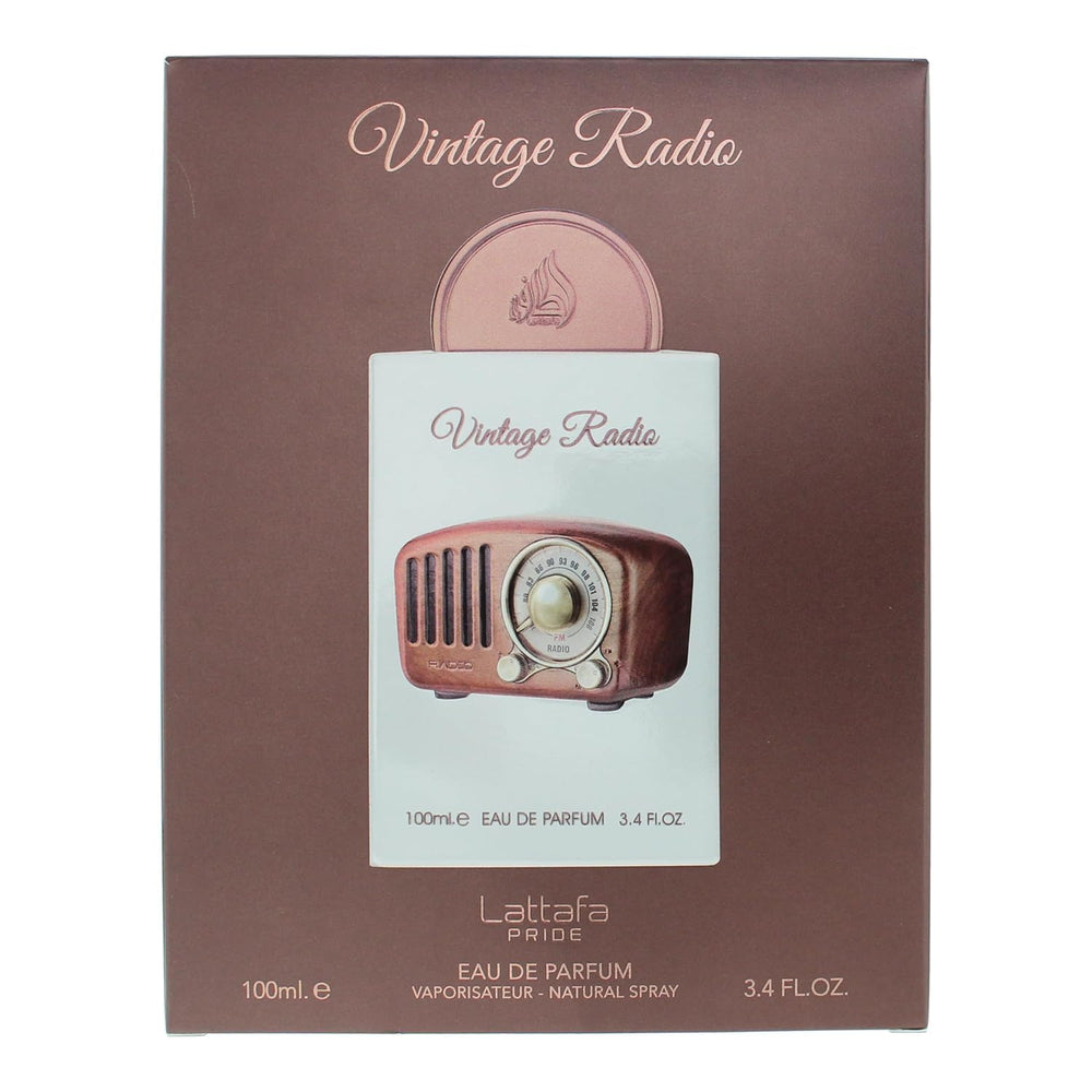 Lattafa Pride Vintage Radio in-use scene suggests versatile unisex fragrance for many occasions