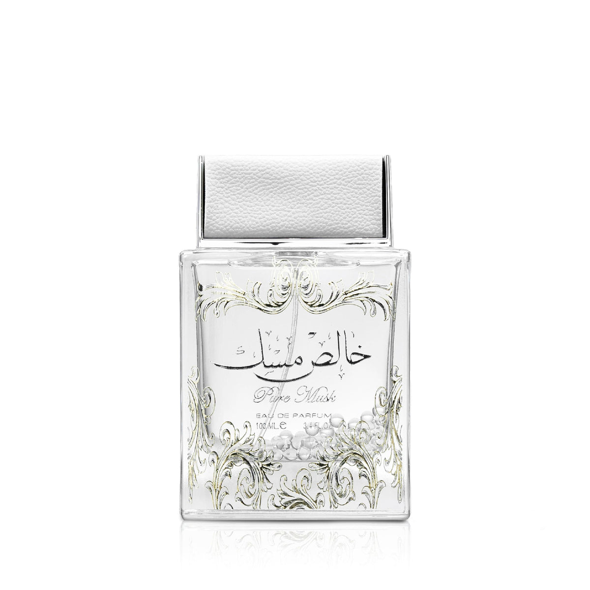 Lattafa Pure Musk bottle showcases the elegant unisex fragrance for daily wear.