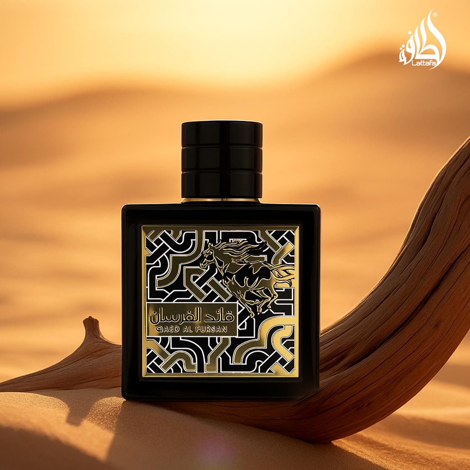 Lattafa Qaed Al Fursan base notes depiction highlights musk and oakmoss