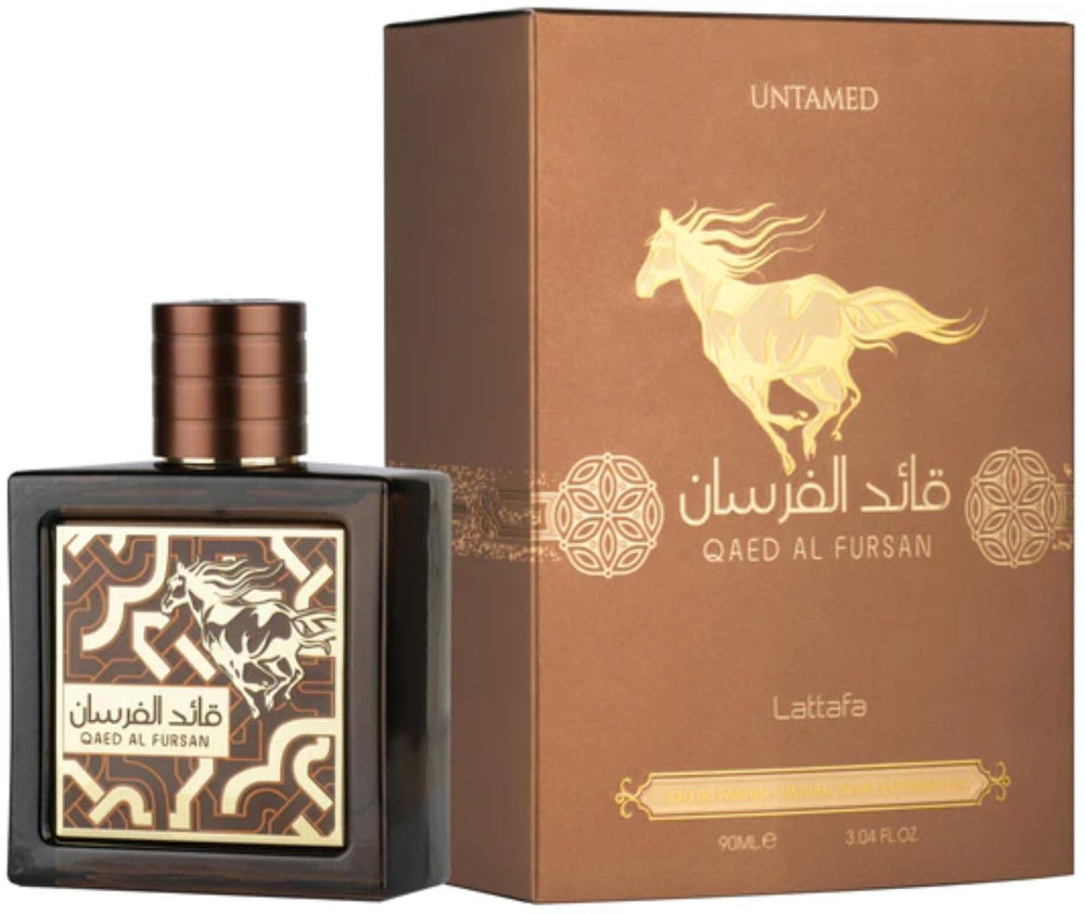 Lattafa Qaed Al Fursan Untamed closeup-notes reveals resinous amber base