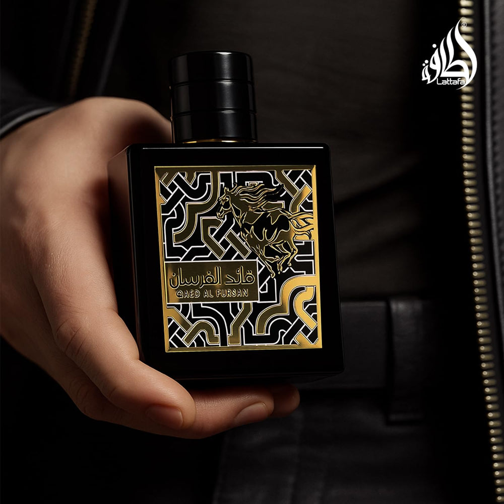 Lattafa Qaed Al Fursan woodsy patchouli detail for sophistication