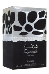 Lattafa Qimmah bottle close-up for easy application and on-the-go freshness.