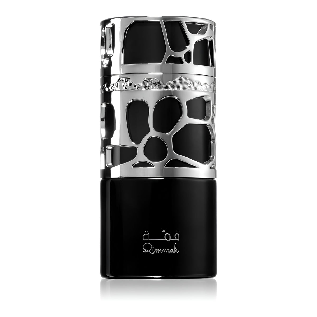 Lattafa Qimmah bottle with citrus top notes, refreshing daytime presence.