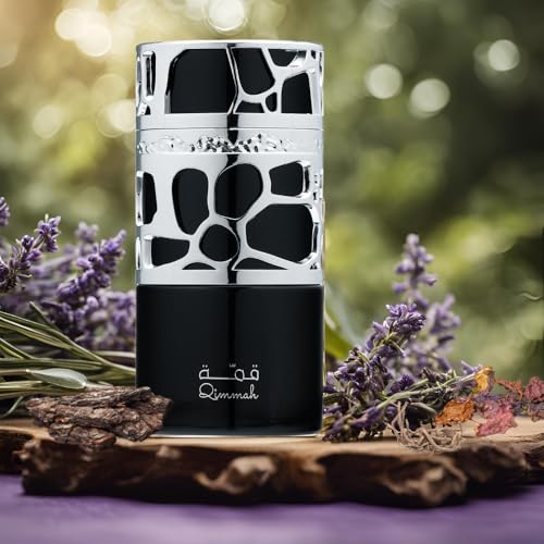 Lattafa Qimmah base with patchouli and vetiver grounds all-season versatility.
