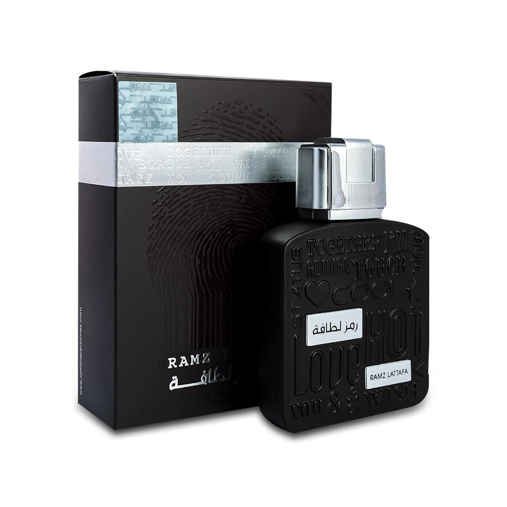 Lattafa Ramz Silver bottle front view, ideal for daily wear.