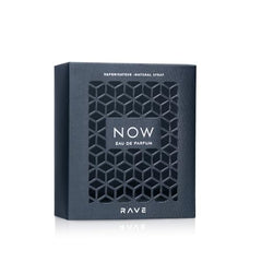 Lattafa RAVE Now fragrance notes diagram shows fruity to woody transition.