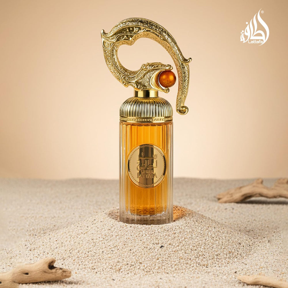 Lattafa Sehr box packaging highlights premium unisex fragrance for daily wear.
