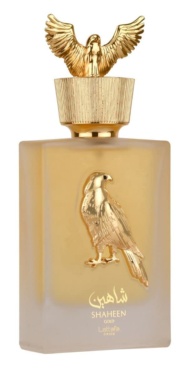 Lattafa Shaheen Gold spray close-up suggesting refreshing first impression
