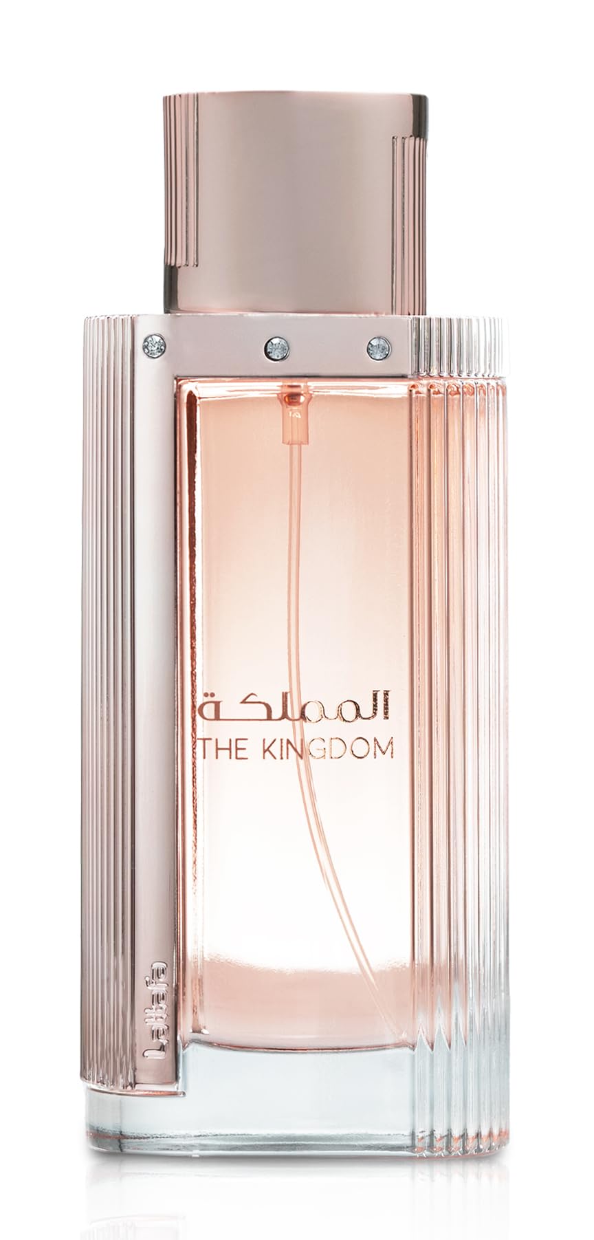 Lattafa The Kingdom bottle-front view signaling elegant confidence for evening wear