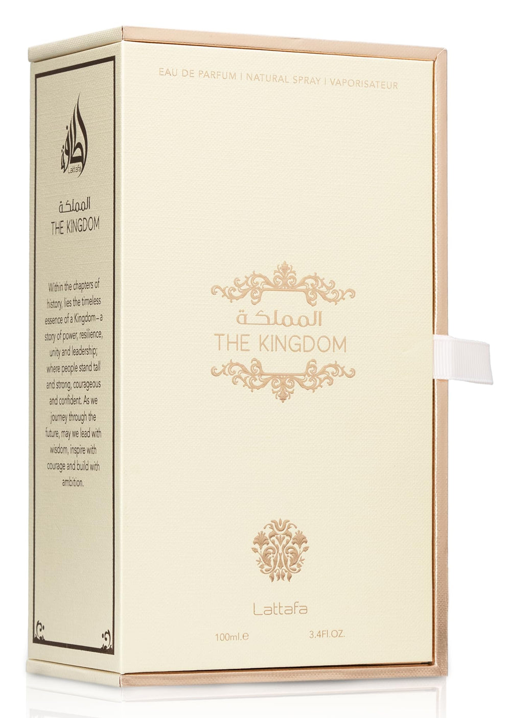 Lattafa The Kingdom heart-notes Jasmine and Praline for floral-soft midtone